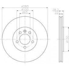 ΔΙΣΚΟΠΛΑΚΑ ΕΜΠΡΟΣ ,(280x22) ,VW,SEAT,GOLF 3,VENTO,PASSAT 1992-1997,CORRADO 1989-1995,TOLEDO 1993-1999