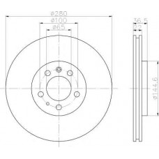 ΔΙΣΚΟΠΛΑΚΑ ΕΜΠΡΟΣ ,(280x22) ,VW,SEAT,SKODA,AUDI