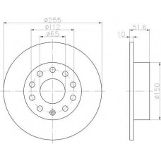 ΔΙΣΚΟΠΛΑΚΑ ΠΙΣΩ ,(255x10) ,VW,SEAT,SKODA,AUDI