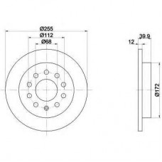 ΔΙΣΚΟΠΛΑΚΑ ΠΙΣΩ ,(255x12) ,SEAT,AUDI ΔΙΣΚΟΠΛΑΚΑ ΠΙΣΩ ,(255x12) ,SEAT,AUDI